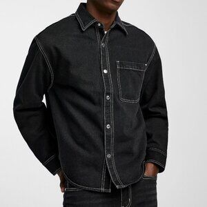 BNWT AW24 HOUSE OF SUNNY BLACK DENIM LOGO OVERSHIRT L
